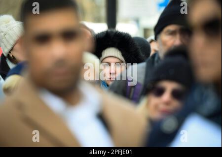 Family and supporters are seen rallying in front of the Swedish embassy in Warsaw, Poland on 17 March, 2023. Mariusz Dworakowski, a 47 year old Polish man arrested in December 2021 by Sweidsh police is currently serving time in jail in Sweden. Family membes say Mariusz was in the wrong place at the wrong time and was forced to remain lying on the street in freezing cold temperatures after suffering physical abuse by police. His family is demanding financial compensation for permanent injuries suffered during the arrest. Swedish authorities deny any wrongdoing by police and say the Mariusz will Stock Photo