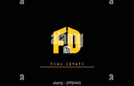 Real Estate letters Initials Monogram logo FD , DF Stock Vector