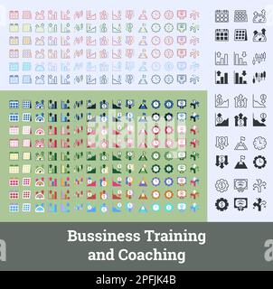 Expert Guidance: Business Training Icon Set Stock Vector
