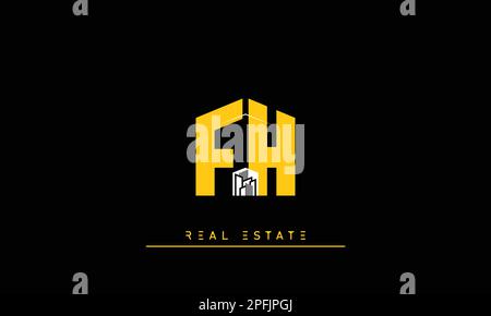 Real Estate letters Initials Monogram logo FH , HF Stock Vector