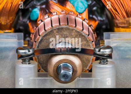 Electric motor stator closeup. Copper winding motor Stock Photo - Alamy
