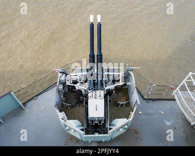 Bophors Guns on HMS Belfast Stock Photo