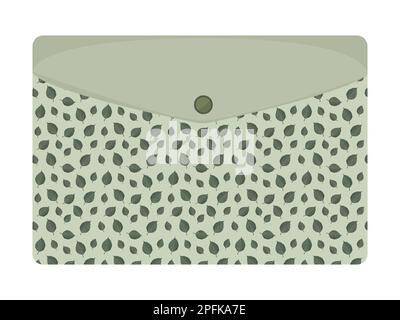 Green envelope with foliage pattern, monochrome illustration Stock Vector
