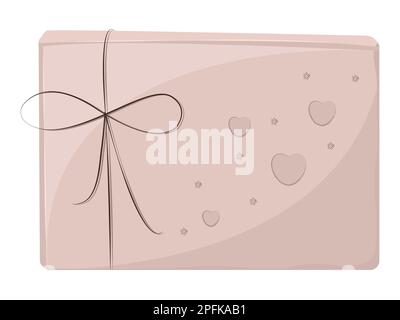 Beige envelope with bow, monochrome illustration Stock Vector