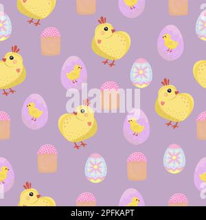 Easter seamless pattern, grey background Stock Vector