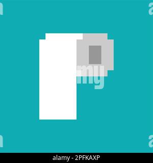 Toilet paper roll pixel art. 8 bit Toilet paper pixelated Stock Vector