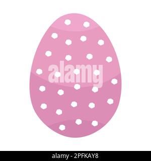 Pink Easter egg with white dots, colorful illustration Stock Vector