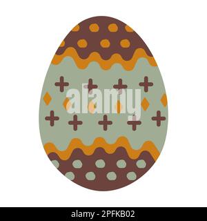 Green-brown easter egg with orange spots, illustration Stock Vector