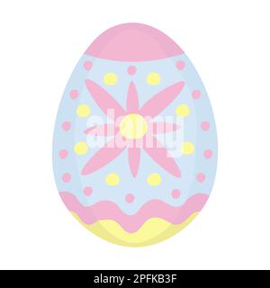 Easter egg with flower and dots, colorful illustration Stock Vector
