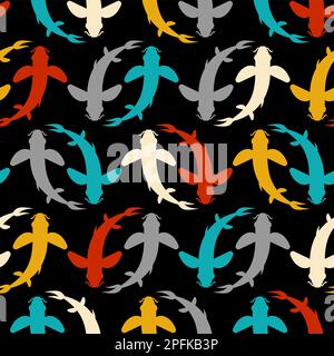 Chinese fish pattern seamless. Fishes background Stock Vector