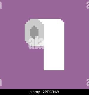 Toilet paper roll pixel art. 8 bit Toilet paper pixelated Stock Vector