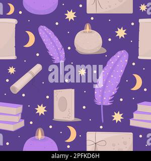 Education theme, dark academia seamless pattern Stock Vector