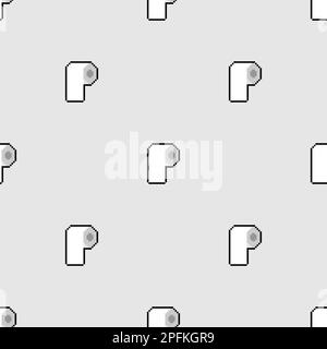 Toilet paper roll pixel art pattern seamless. 8 bit Toilet paper pixelated background Stock Vector