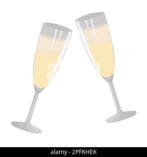 Two glasses of sparkling wine, illustration Stock Vector