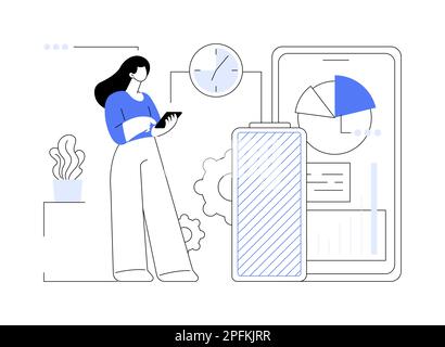 Battery runtime abstract concept vector illustration. Stock Vector