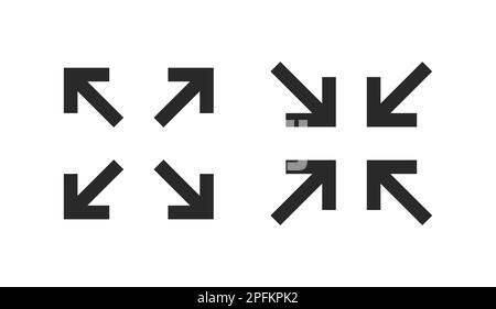 Fullscreen pictogram arrow size icon. Full screen bigger extend video wide web app maximize symbol icon, enlarge. Stock Vector