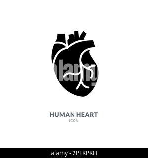 Human heart medical vector desease cardiovascular organ anatomy. Healthy human heart organ shape flat icon. Stock Vector