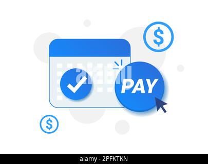 Subscription pay calendar fee annual button. Membership subscription bank money pricing salary automatic pay. Stock Vector