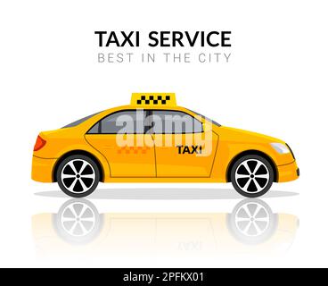 Taxi car app cab flat yellow vector car icon. Taxi travel taxi design service Stock Vector