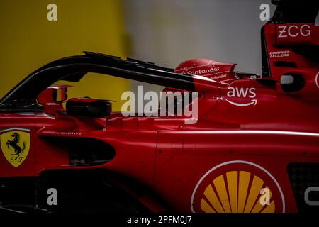 Jeddah, Saudi Arabia, March 17, Charles Leclerc, from Monaco competes for Ferrari. Practice, round 2 of the 2023 Formula 1 championship. Credit: Michael Potts/Alamy Live News Stock Photo