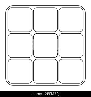 Logical combination cube puzzle toy with rotated sides, doodle style flat vector outline illustration for kids coloring book Stock Vector