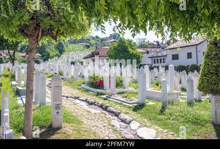 A Sarajevo, Bosnia cemetery where people who died  during the 1992-96 siege are buried. Stock Photo