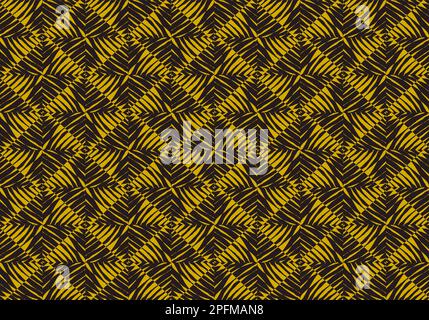 Gold and Black Leaf Pattern Mosaic Tiles Design Art for Backgrounds. Seamless Pattern. Mosaic. Geometry. Vector Illustration Graphic Design. Stock Vector