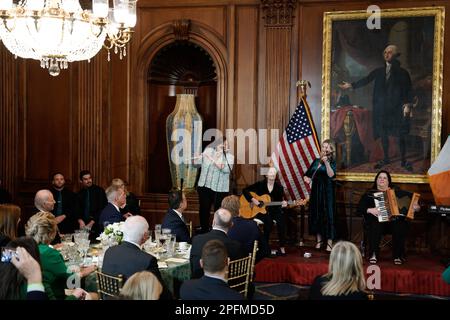 Washington DC, USA. 17th Mar, 2023. The group Cherish the Ladies at the Friends of Ireland Caucus St. Patrick's Day Luncheon at the US Capitol in Washington, DC on March 17, 2023. Credit: Yuri Gripas/Pool via CNP/MediaPunch Credit: MediaPunch Inc/Alamy Live News Stock Photo