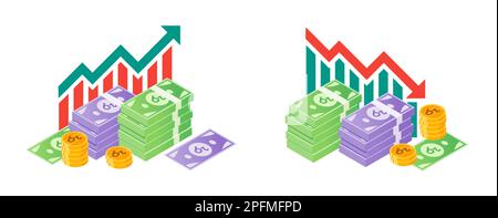 Sri Lankan Rupee Fluctuation with Money Bundle Illustrations Stock Vector