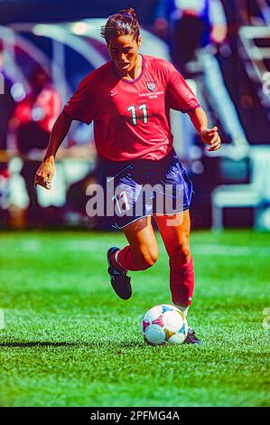 Julie Foudy (USA) during USA vs DEN at the 1999 FIFA Women's World Cup Soccer. Stock Photo