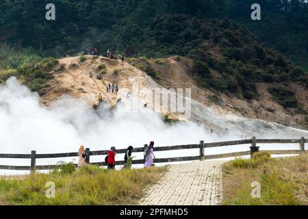 Sikidang Crater, Kawah Sikidang, Dieng Plateau, Central Java, Indonesia Stock Photo