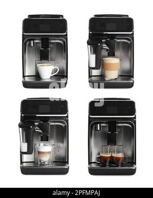 Set modern espresso coffee machines with disposable and ceramic coffee ...