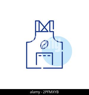 Barista apron. Coffee shop worker uniform. Pixel perfect, editable stroke line icon Stock Vector