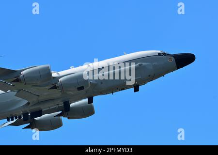 Tokyo, Japan - October 06, 2018: United States Air Force Boeing RC-135W Rivet Joint SIGINT (Signals intelligence) aircraft. Stock Photo