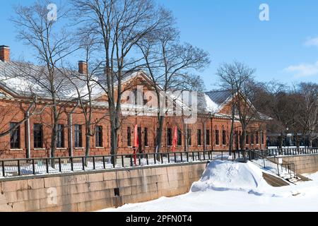 SAINT PETERSBURG, RUSSIA - MARCH 13, 2023: View of the old Dutch kitchen building on a March snowy day Stock Photo