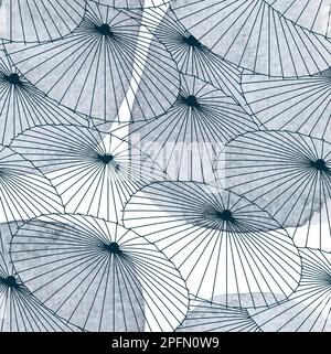 Umbrella pattern with geometric background vector. Lines and abstract shape elements with watercolor texture. Curve template in Asian style. Stock Vector