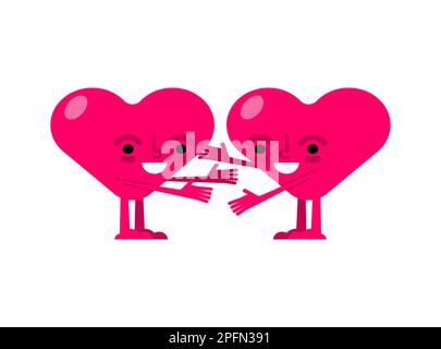 Hearts quarrels and reconciles. Two love are arguing. Concept of discord in relationships. Quarrel of lovers. couple reconcile Stock Vector