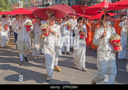 funeral Procession from Wat Phra Singh, Chiang Mai Thailand Stock Photo