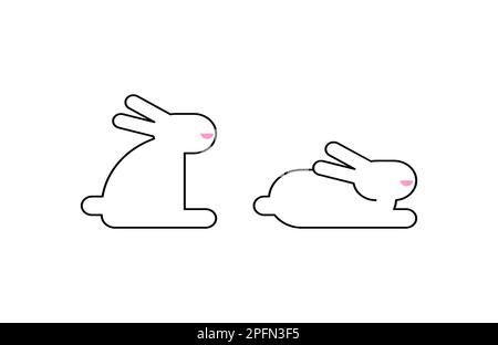 Bunnies couple isolated. Two rabbit. Vector illustration Stock Vector