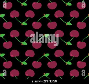 Cherry pattern seamless. Cherries background. Ornament of kids fabric Stock Vector
