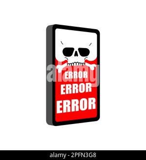 Virus on smartphone skull and error. gadget is infected with virus. Stock Vector