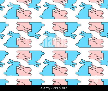 Bunnies couple pattern seamless. Two rabbit background. Vector texture Stock Vector