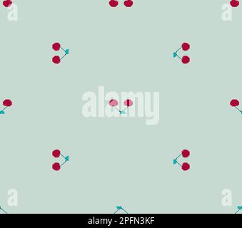 Cherry pixel art pattern seamless. Cherries 8 bit background. pixelated Vector texture Stock Vector