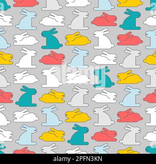 Bunnies couple pattern seamless. Two rabbit background. Vector texture Stock Vector