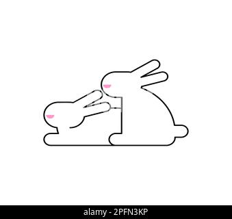 Bunnies couple isolated. Two rabbit. Vector illustration Stock Vector