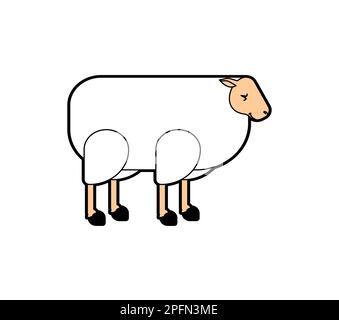 Sheep linear illustration. ewe isolated. Vector illustration Stock Vector