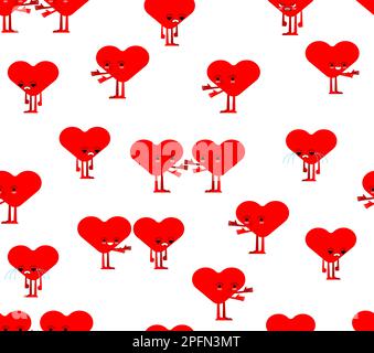 Couple of hearts pattern seamless. Love and hate background Stock Vector
