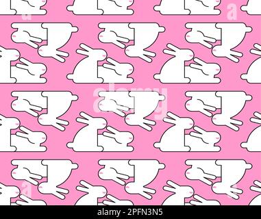 Bunnies couple pattern seamless. Two rabbit background. Vector texture Stock Vector