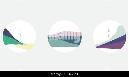 Abstract art background with Japanese wave pattern vector. Flow and dynamic logo and icon design  in vintage style. Stock Vector