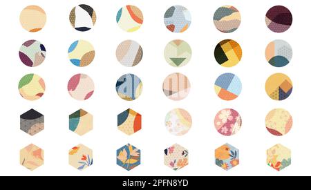 Geometric icon and background with Japanese pattern vector. Natural and abstract elements in vintage style. Stock Vector